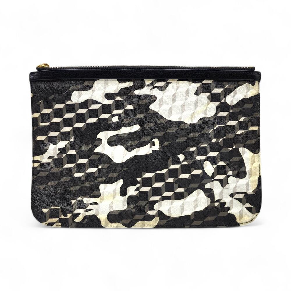 Pierre Hardy Camouflage Geometric Print Pouch in Black White - Mint Condition